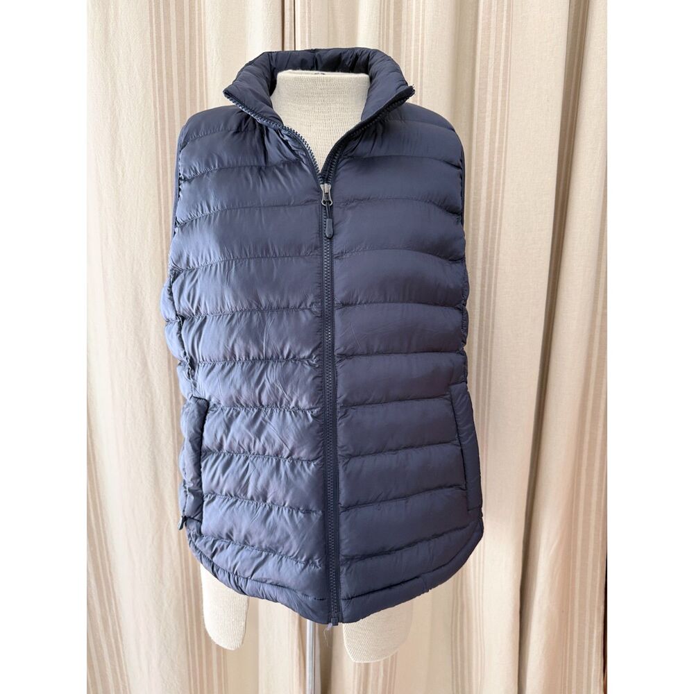 32 Degrees Heat Navy Blue Lightweight Puffer Vest Large Packable Zip Pockets 155